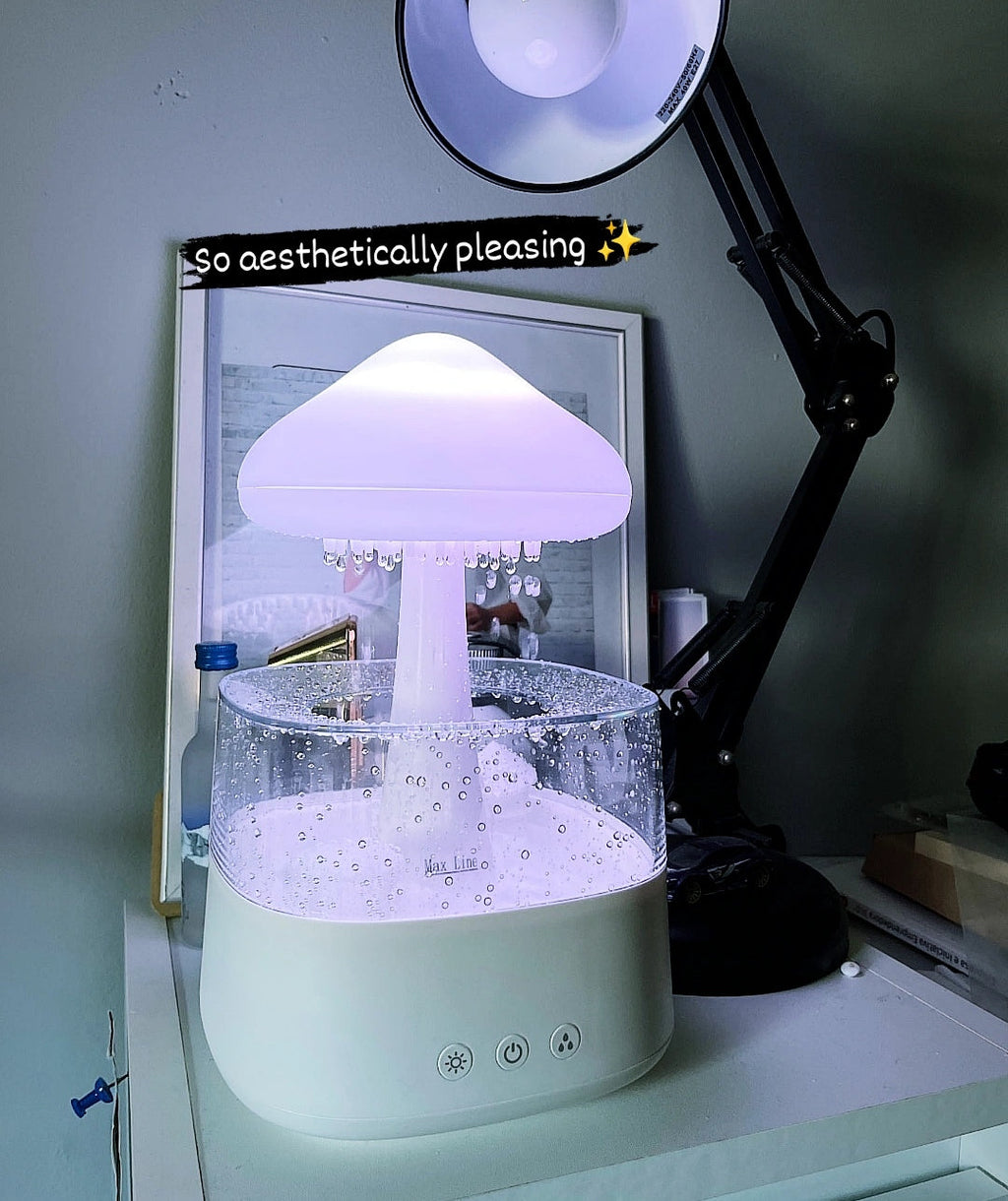 Mushroom Rain Cloud Diffuser with colorful LED light